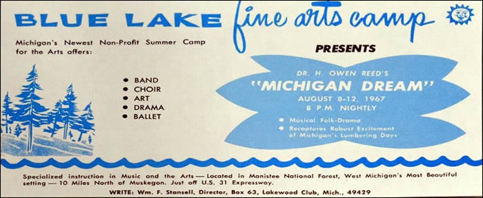 Blue Lake Fine Arts Camp - 1967 Ad